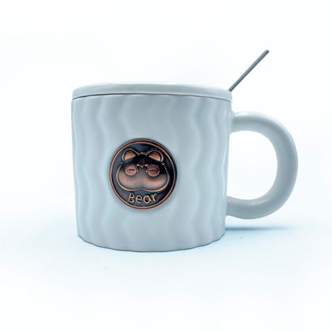 Mugs "Bear Coziness" with Spoon and Lid