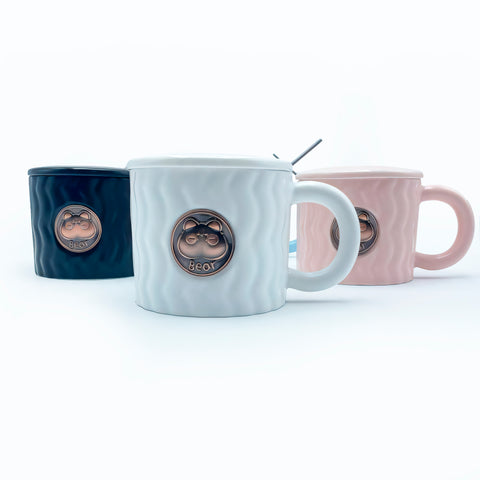 Mugs "Bear Coziness" with Spoon and Lid