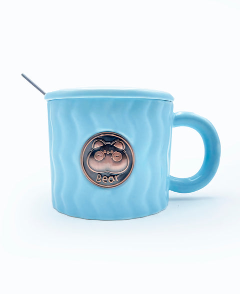 Mugs "Bear Coziness" with Spoon and Lid