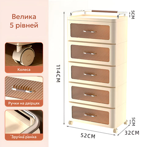 Modern dresser with pull-out drawers for storage