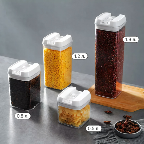 Food storage containers. loose and groats