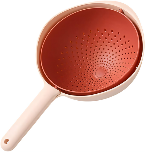 A colander with a handle base