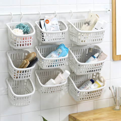 Hanging Modular Plastic Baskets for the Bathroom