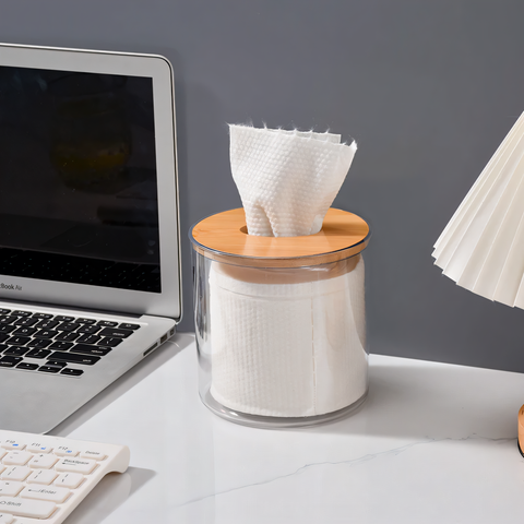 Dispenser for Paper Towels with a Wooden Lid