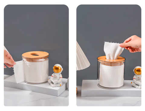 Dispenser for Paper Towels with a Wooden Lid