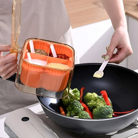 Container for spices with four compartments