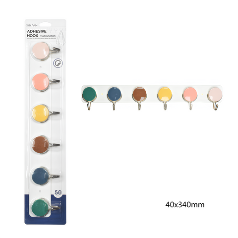A set of multi-colored hooks