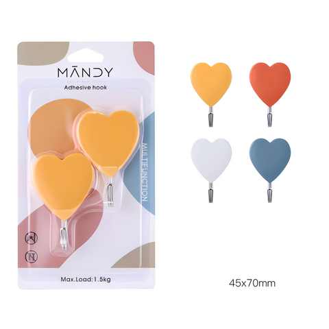 Mandy Heart Shaped Glue Hooks