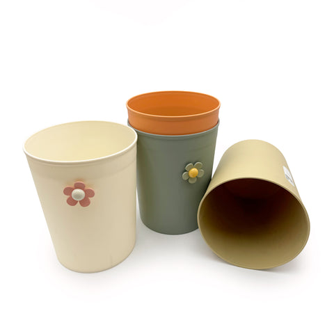 Plastic Garbage Buckets with Floral Design
