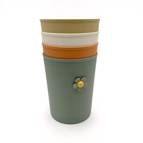 Plastic Garbage Buckets with Floral Design