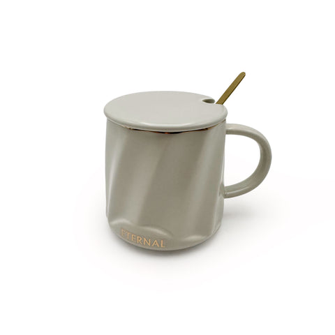 Елегантна керамічна чашка з кришкою та ложечкою