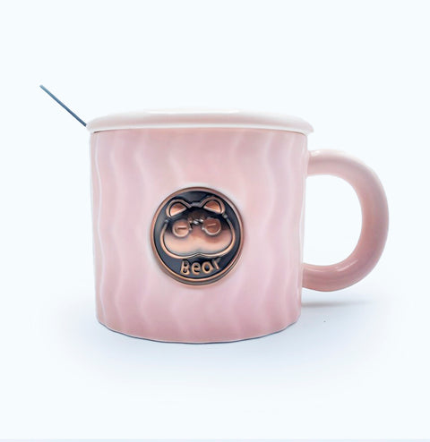Mugs "Bear Coziness" with Spoon and Lid