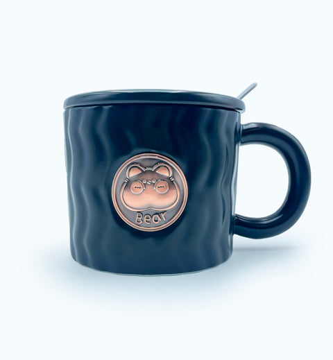 Mugs "Bear Coziness" with Spoon and Lid