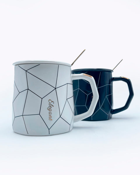 Cups made of ceramics in a geometric style