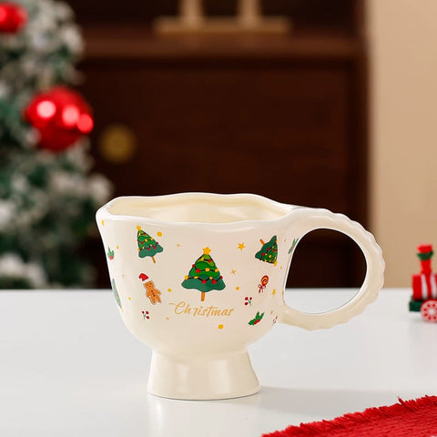 Молочна новорічна кружка «Jolly» на ніжці з ялинками