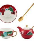 Новорічний посуд «Tea Time» чайник з чашкою та блюдцем