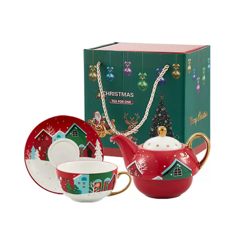 Новорічна чайна пара «Tea Time» із зимовими будиночками