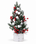 Ялинка в горщику «Snow Pine» засніжена з червоними ягодами