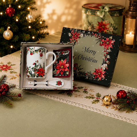 Новорічний набір посуду «Poinsettia» на святковому столі
