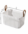 Білий прямокутний кошик 31x21,8x18 см з двома боковими ручками
