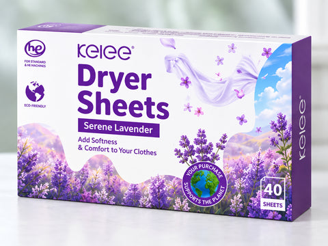 Коробка серветок для сушильної машини Kelee Serene Lavender з лавандовим полем, 40 листів