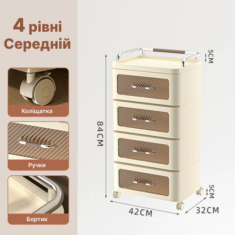 Комод пластиковий «Drawer» на 4 шухляди 84 см з металевим поручнем