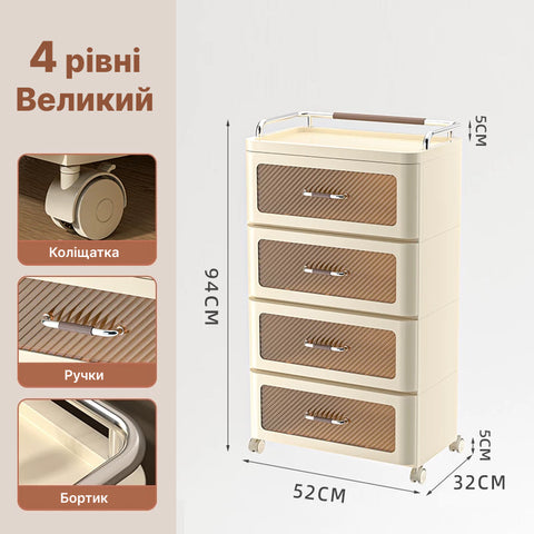 Комод пластиковий «Drawer» на 4 шухляди 94 см з металевим поручнем