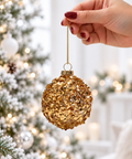 Іграшка на ялинку «Goldleaf» куля золота з фактурними лусочками