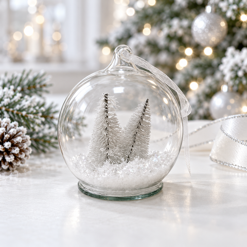 Різдвяна куля «Twin Pine» скляна зі сніговими ялинками всередині